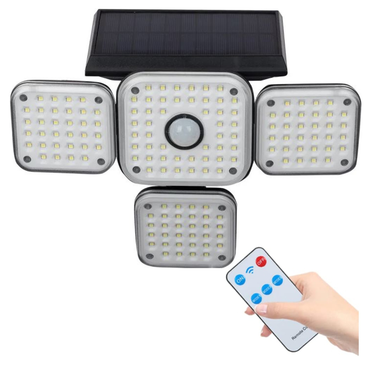 Lampara Solar 4 Cabezas contro y sensor